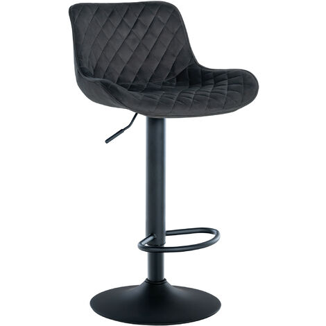 Tabouret de bar Minosa réglable et pivotant Noir Velours (1/5)