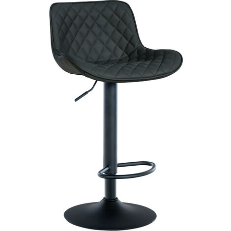Tabouret de bar Minosa réglable et pivotant Noir Similicuir (1/5)
