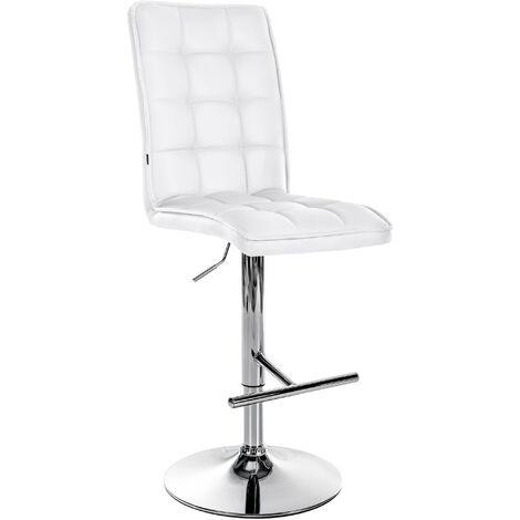 Tabouret de bar Peking en Similicuir réglable et pivotant Blanc Chrome (1/5)