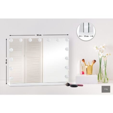 Miroir led de maquillage palmdale avec lumière réglable et port