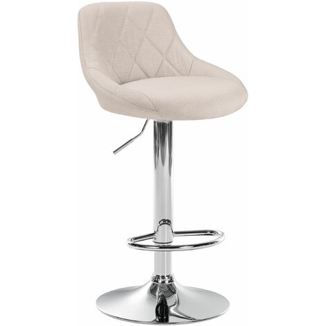 Tabouret de bar Lazio en Tissu Hauteur réglable siège pivotant Crème Chrome (1/5)