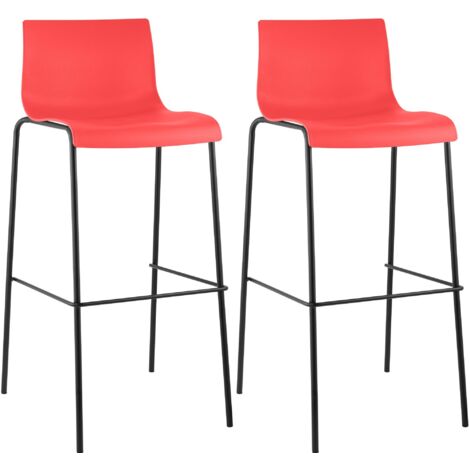 Lot de 2 tabourets de bar Hover en plastique Rouge Noir (1/5)