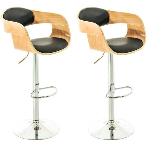 Lot de 2 tabourets de bar Kingstone similicuir Nature / Noir