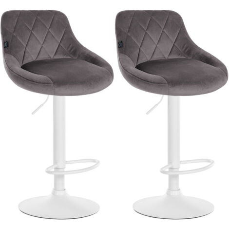 Lot de 2 tabourets de bar Lazio velours Gris Blanc (1/5)