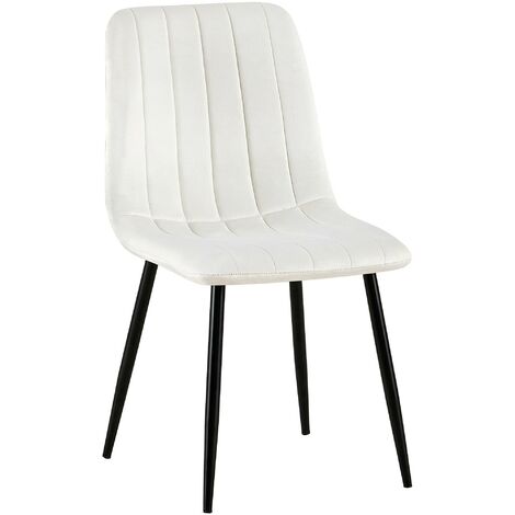 Chaise de salle à manger Dijon avec Piètement en métal noir Velours Blanc crème (1/5)