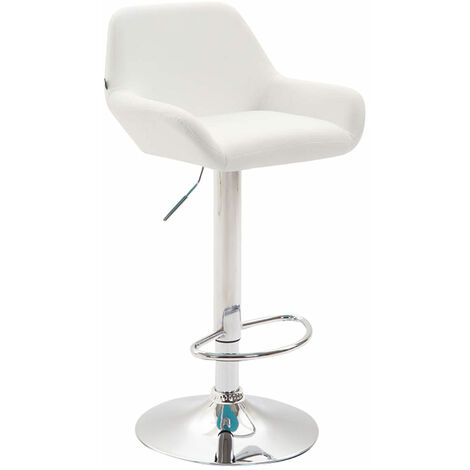 Tabouret de bar Braga similicuir avec pied en métal Blanc Chrome