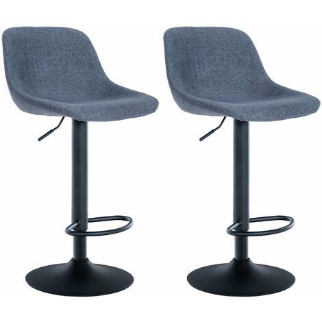 Lot de 2 tabourets de bar Loft Bleu Tissu (1/5)