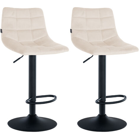 Lot de 2 tabourets de bar Jerry velours Crème Noir (1/5)