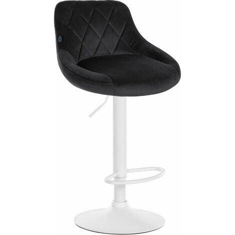 Tabouret de bar Lazio en velours avec pied en métal Noir Blanc (1/5)