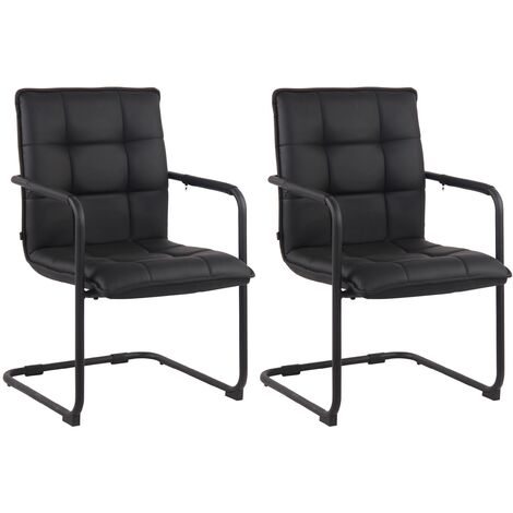 Lot de 2 Chaises Cantilever Gandia en Similicuir et pieds en Métal Noir Noir (1/5)