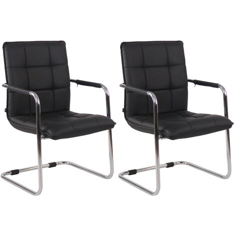 Lot de 2 Chaises Cantilever Gandia en Similicuir et pieds en Métal Noir  Chrome (1/5)