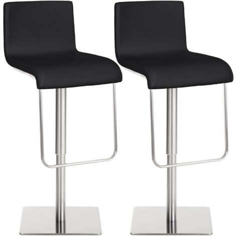 Lot de 2 tabourets de bar Limon en similicuir Noir Acier inoxydable (1/5)