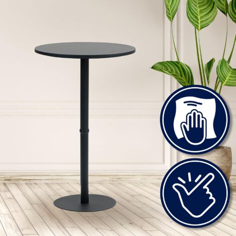 CLP Table Haute Hereford Ronde - Table Bistrot Métal Et Bois Plateau 60 Cm Noir
