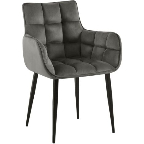 Chaise de salle à manger Tirana velours Anthracite (1/5)