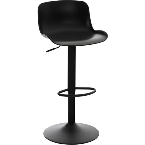 CLP – Tabouret de bar Almada en plastique noir – Hauteur réglable 81-102 cm – Dossier ergonomique – Repose-pieds intégré – Capacité 136 kg (1/8)
