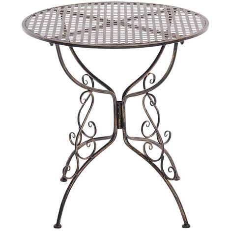 CLP – Table de jardin ronde en fer forgé Amanda – Style rustique – Hauteur 74 cm – Largeur 70 cm – Profondeur 70 cm – Design nostalgique (1/5)