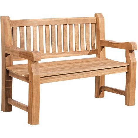 CLP – Banc de jardin en teck 120 cm – Résistant aux intempéries – Assise ergonomique avec accoudoirs – Design classique et élégant