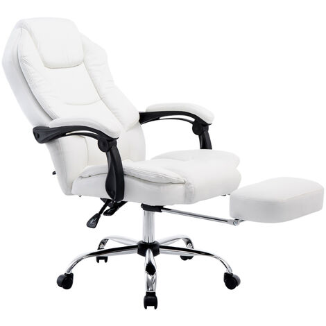 CLP – Chaise de bureau ergonomique pivotante – Rembourrage en similicuir – Dossier réglable – Hauteur 114-124 cm – Charge max 130 kg – Base à roulettes