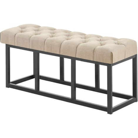 Banc Amun en tissu avec structure noire Taupe 100 cm (1/5)