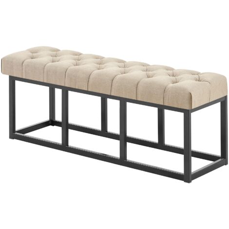 Banc Amun en tissu avec structure noire Taupe 120 cm (1/5)