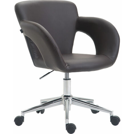 Chaise de bureau en cuir écologique et métal rembourré élégant avec diverses roues Couleur : marron (1/3)