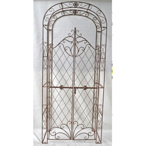 CLP – Arche de jardin en fer décorative avec porte – Hauteur 220 cm – Largeur 120 cm – Pour plantes grimpantes et lierre