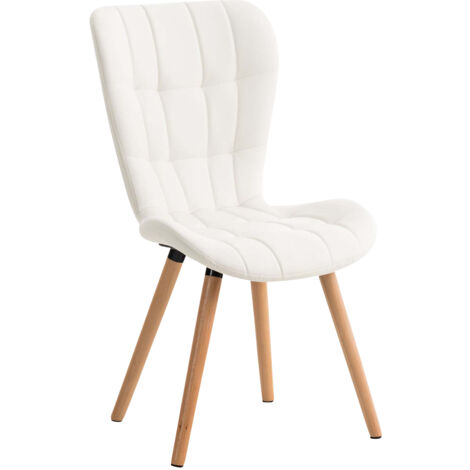 CLP – Chaise de salle à manger Elda – Similicuir blanc – Dossier haut – Confort optimal – Hauteur d'assise 46 cm – Charge max 130 kg (1/5)