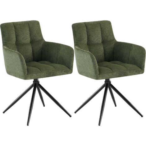 Lot de 2 chaises de salle à manger Jonah en tissu Vert (1/5)