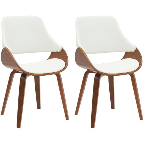 Lot de 2 chaises de salle Ă manger Vangale Noyer / Blanc Similicuir (1/5)