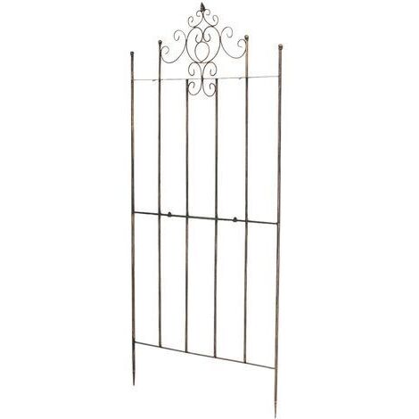 CLP – Grille en métal décorée pour plantes grimpantes – Dimensions 170 x 86 cm – Couleur bronze – Installation facile dans le sol (1/5)