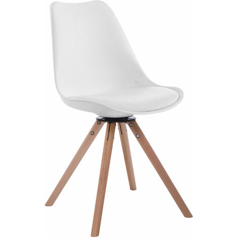 Chaise de salle à manger pivotante Troyes Similicuir pieds en forme ronde Blanc  Nature (1/4)