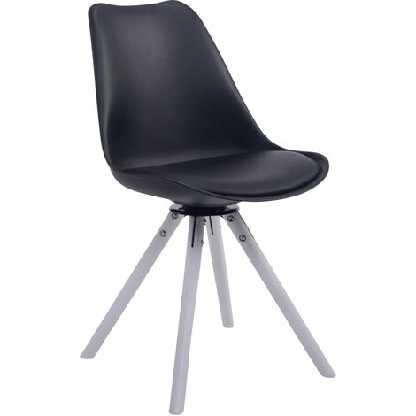 Chaise de salle à manger pivotante Troyes Similicuir pieds en forme ronde Noir Blanc (1/3)
