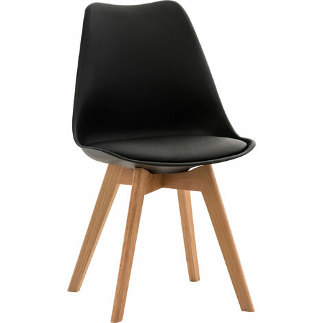 CLP – Chaise enfant scandinave en polypropylène noir – Dossier haut pour confort – Pieds en bois de hêtre – Entretien facile (1/5)