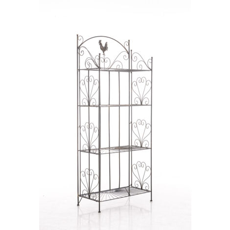 CLP – Etagère de jardin en métal avec revêtement en poudre – Construction robuste – 4 étagères spacieuses pour livres et objets déco