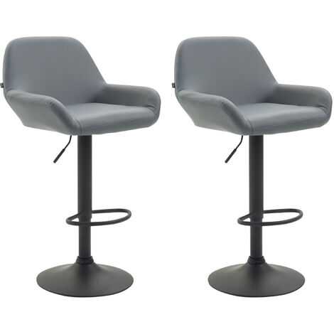 Lot de 2 tabourets de bar Braga en Similicuir Gris Noir (1/4)