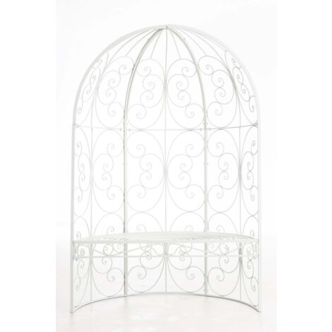 CLP – Demi-tonnelle Rosie avec banc blanc – Fer robuste – Largeur 115cm – Hauteur 45cm – Support pour plantes grimpantes (1/6)
