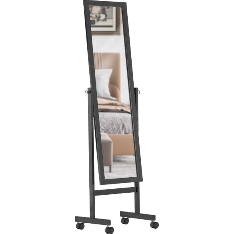 Miroir sur pieds Yolanda avec roulette Noir (1/5)