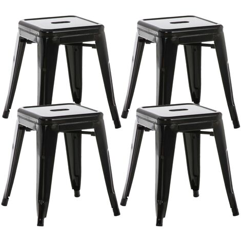 Lot de 4 tabourets bas au style industriel Armin en métal Noir
