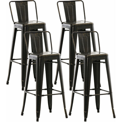 Lot de 4 tabourets de bar Mason Noir-Or (1/5)
