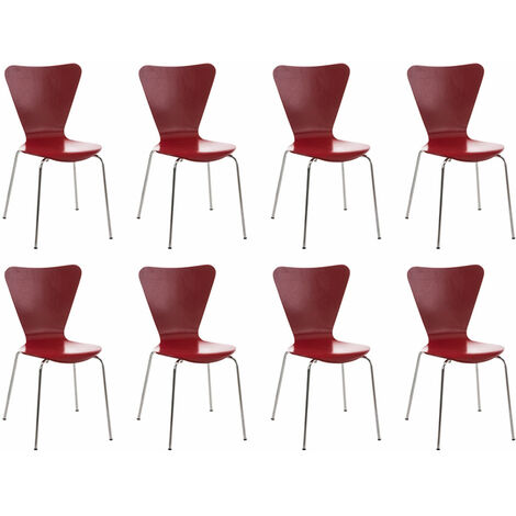 Lot de 8 chaises visiteur empilables Calisto Rouge (1/5)