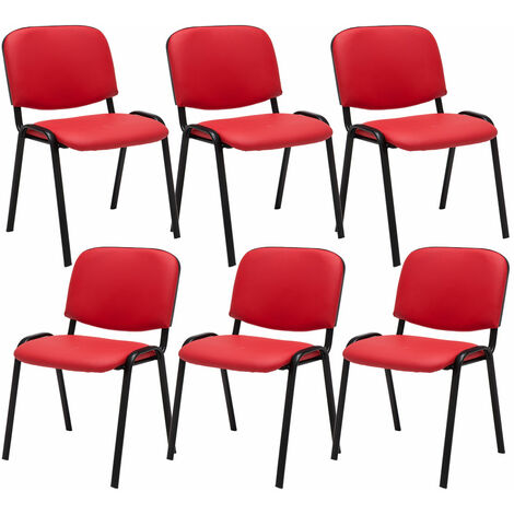 Lot de 6 chaises Visiteur Ken en similicuir Rouge (1/3)
