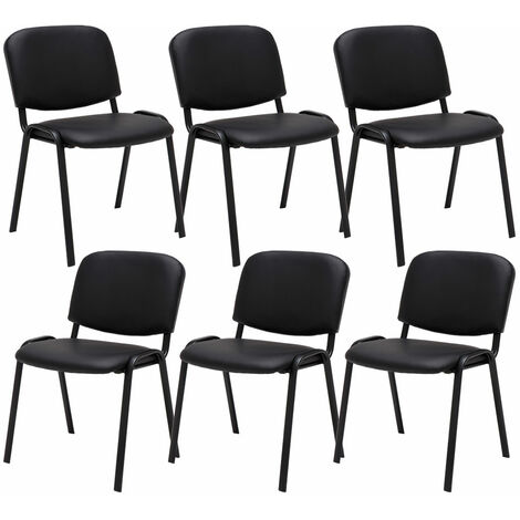 Lot de 6 chaises Visiteur Ken en similicuir Noir (1/3)