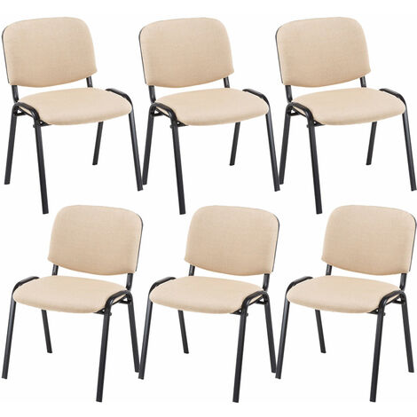 Lot de 6 chaises visiteur empilables Ken en tissu Crème (1/3)