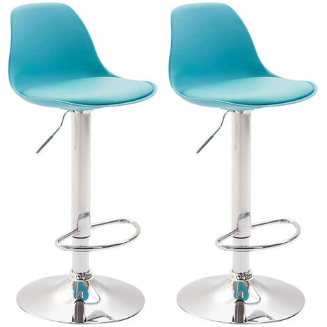 Lot de 2 tabourets de bar Kiel similicuir et coque en plastique Chrome Bleu (1/4)