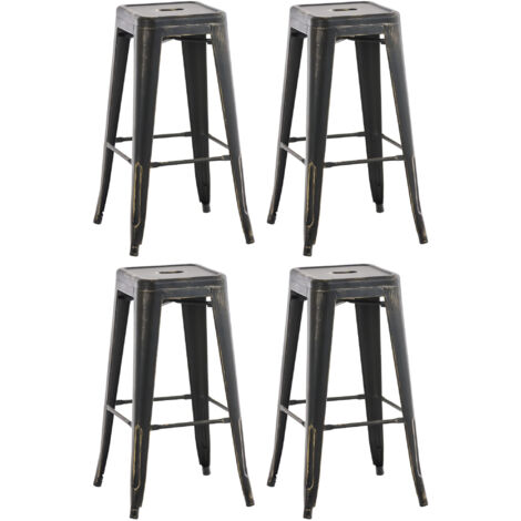 Lot de 4 tabourets de bar en métal empilables Joshua Noir-Or