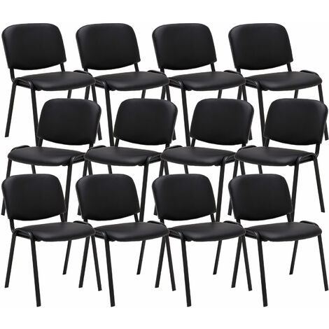 Lot de 12 chaises de visiteur Ken en similicuir Noir (1/3)