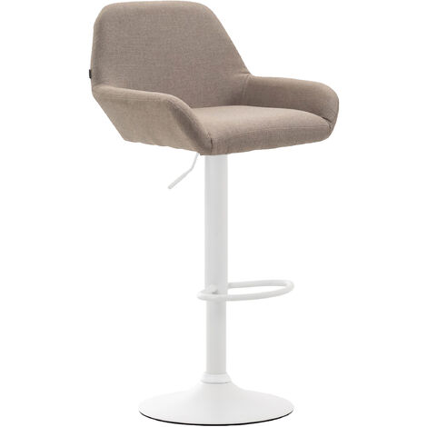 Tabouret de bar Braga tissu avec pied en métal Taupe Blanc