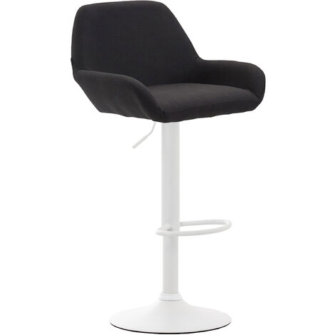 Tabouret de bar Braga tissu avec pied en métal Noir  Blanc