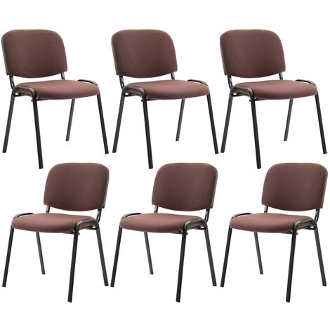 Lot de 6 chaises visiteur empilables Ken en tissu Marron (1/2)