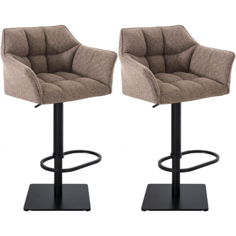 Lot de 2 tabourets de bar Damaso en tissu Noir Marron terre (1/5)